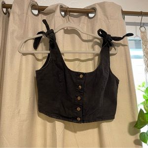 Free People, Black, Small Crop Top